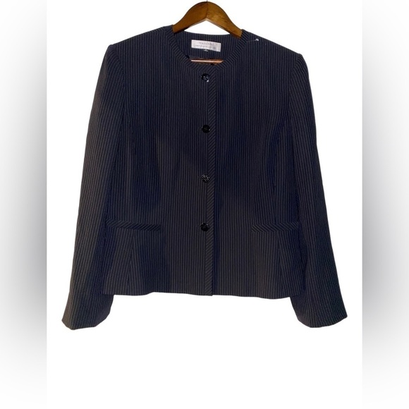 Tahari Arthur S. Levine Pinstripe Button Down Jacket Size 16 Career Office Work - Picture 1 of 7